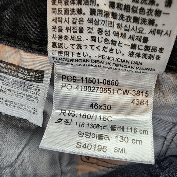 Levi's Jeans Mens 46x30 501 Black Cotton High Rise Button Fly Classic Straight - Picture 12 of 13